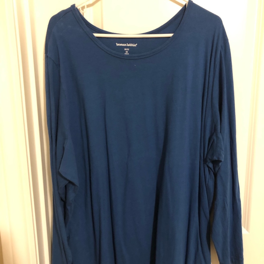 Woman Within 3X Dark Teal Long Sleeve Crew Top